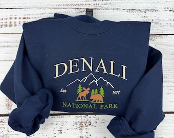 Denali Embroidered Unisex Sweatshirt, Alaska National Park Design