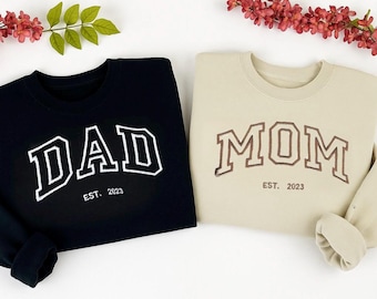 Embroidered Mom/Dad Crewneck Sweatshirt - Custom EST Date