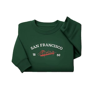 San Francisco Embroidered sweatshirt, Vintage Style California Crewneck, Golden Gate Bridge Sweatshirt