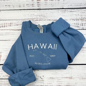 Hawaii Embroidered Sweatshirt- Hawaii T-Shirt and Sweatshirt (Map)