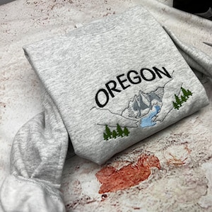 Oregon Embroidered Sweatshirt- Oregon T-Shirt and Sweatshirt - Portland (RIVER)