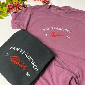 San Francisco Embroidered T-shirt: Golden Gate Comfort Colors Tee