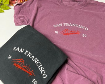 San Francisco Embroidered T-shirt: Golden Gate Comfort Colors Tee
