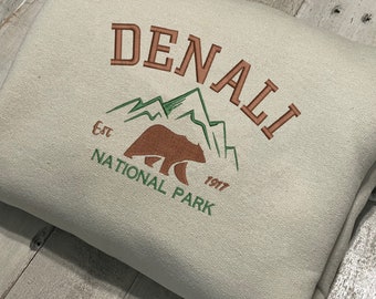 Denali National Park Embroidered Crewneck-embroidered Crewneck-National Park Sweatshirt