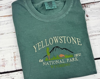 Yellowstone National Park Embroidered Comfort Colors® Shirt or Cozy Sweatshirt (new design)