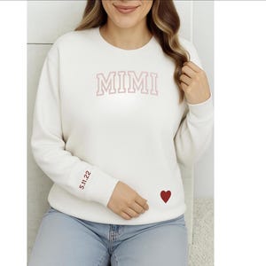 Custom Nana Sweatshirt Embroidered | Gigi Mimi Grandma Crewneck | Personalized Mother’s Day Gift | Pregnancy Reveal for Nana