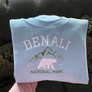 Denali National Park Embroidered Crewneck-embroidered Crewneck-National Park Sweatshirt