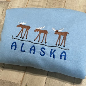 Alaska Embroidered Crewneck Sweatshirt Moose image 5