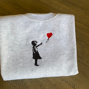 Embroidered Banksy Girl with Balloon Sweatshirt