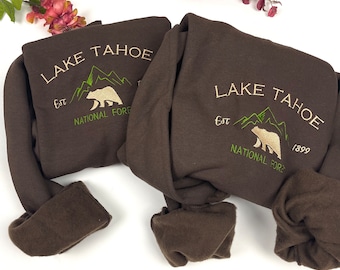 Lake Tahoe Embroidered Crewneck-embroidered Crewneck-National Park Sweatshirt - Lake Tahoe National Forest