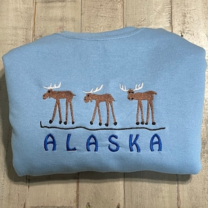 Alaska Embroidered Crewneck Sweatshirt Moose image 2