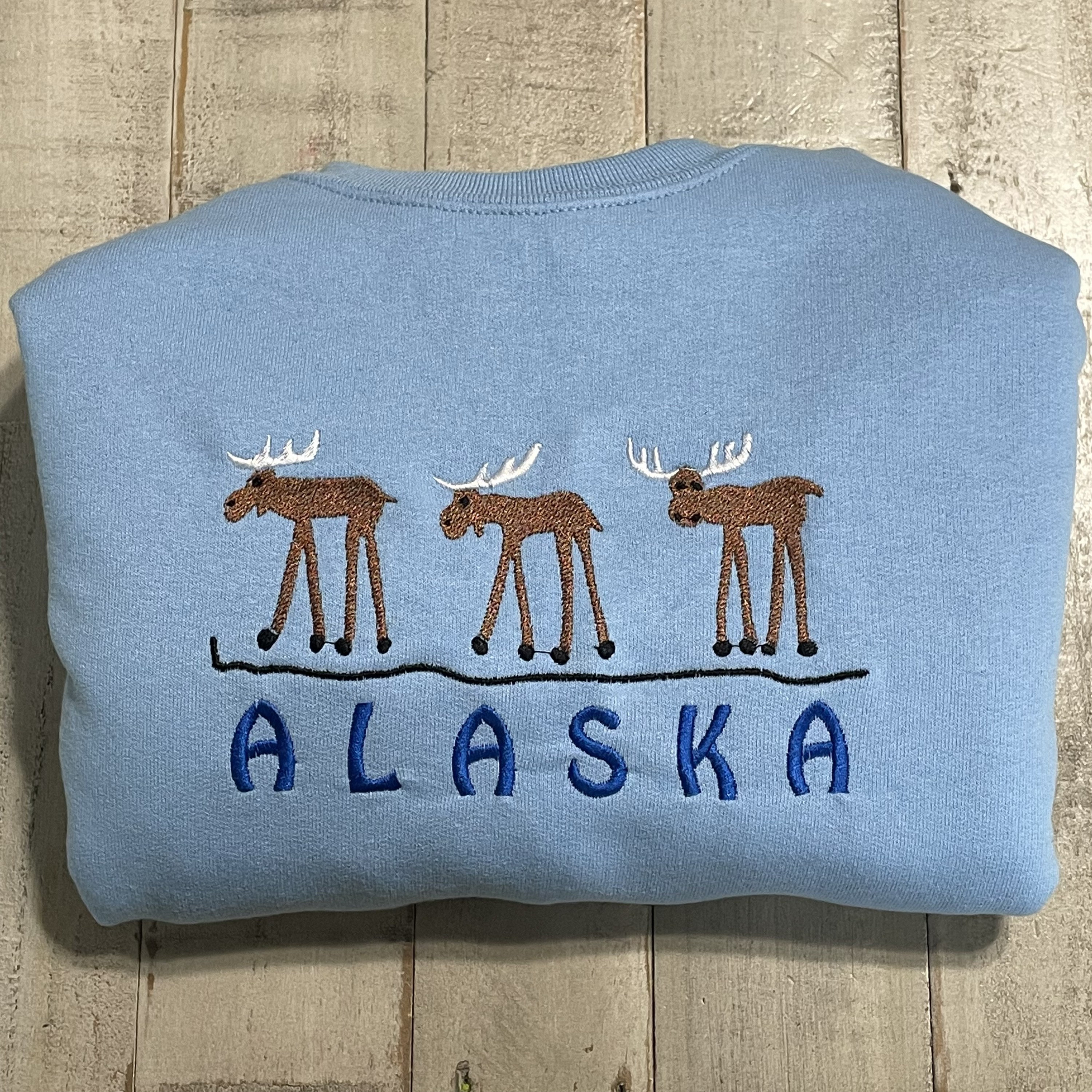 Alaska Embroidered Moose Crewneck Sweatshirt -Moose