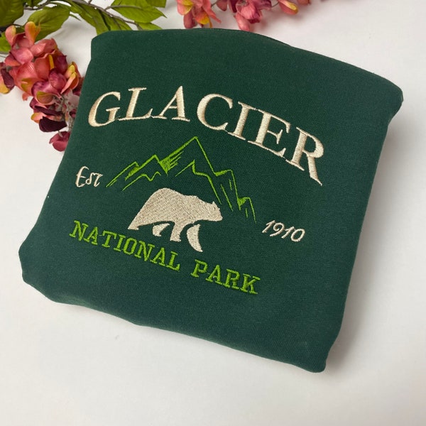 Glacier National Park Embroidered Crewneck-embroidered Crewneck-National Park Sweatshirt