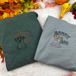 Embroidered Cowboy Ghost Comfort Colors T-shirt - Funny Halloween Tee