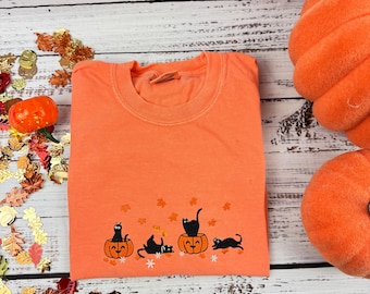 Comfort Colors® Fall Embroidered Sweatshirt • Cozy Autumn Leaves Seasonal Crewneck • Unisex Pullover