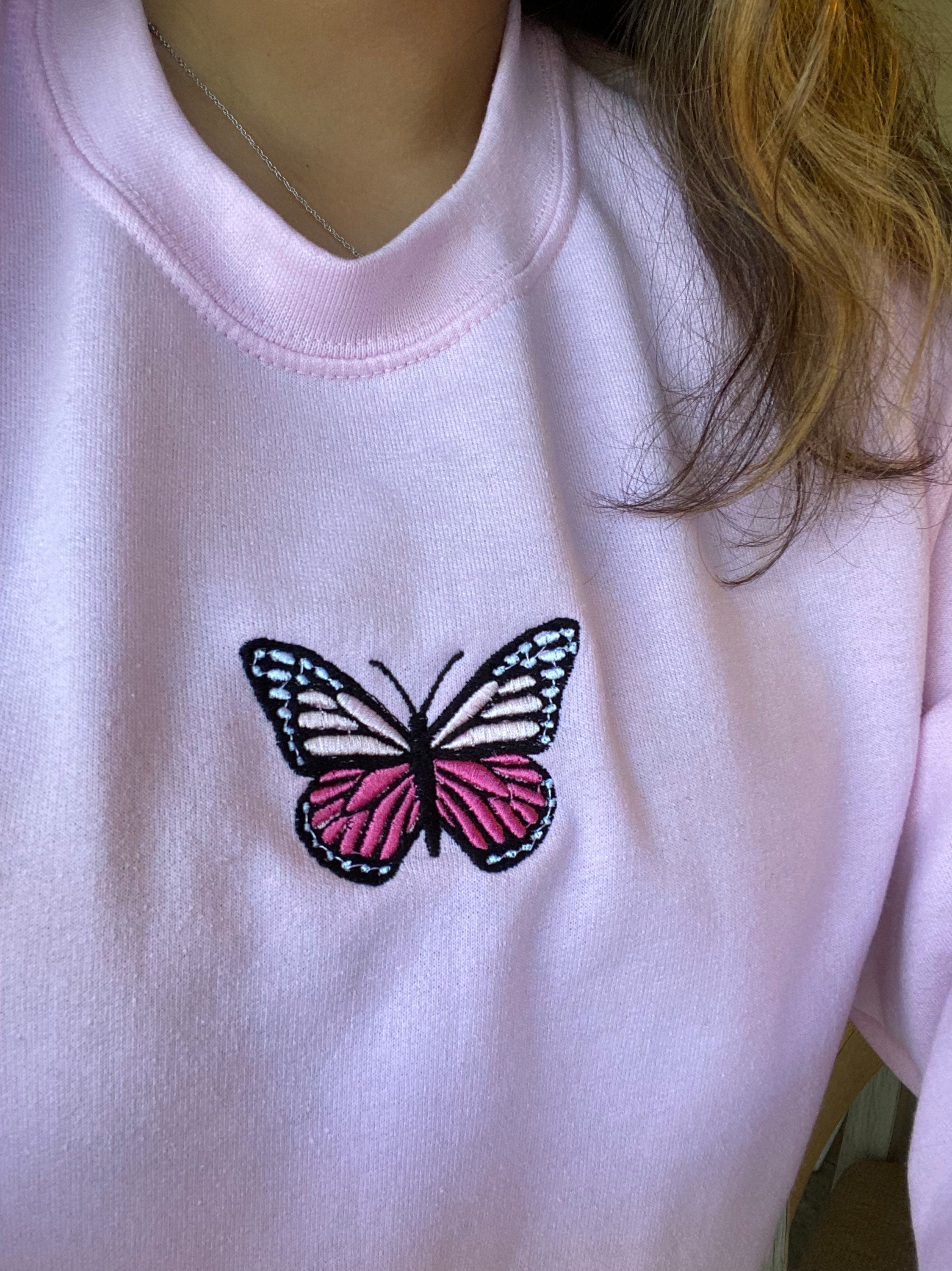 Butterfly Embroidered Crewneck Butterfly Sweatshirt Trendy - Etsy