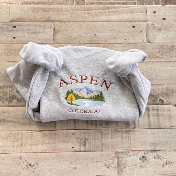 Custom City Embroidered Sweatshirt, Aspen Colorado Mountain Crewneck, Personalized Travel Gift, State Souvenir Sweatshirt, Choose Your City