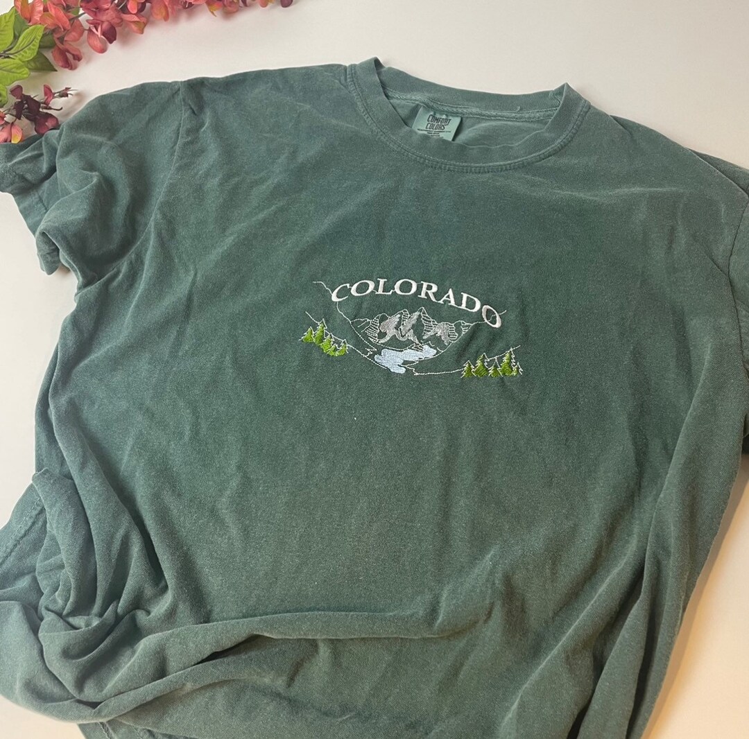 Colorado Embroidered Tshirt, Colorado Tee, Colorado Mountain Unisex