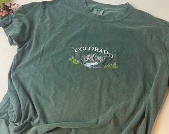 Colorado Embroidered T-Shirt, Colorado Tee, Colorado Mountain Unisex Tee