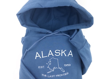 Alaska Embroidered Sweatshirt: State Map, The Last Frontier