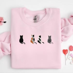 Custom Embroidered Cat Sweatshirt: Personalized Pet Portrait With Custom Cat Colors And Breed Options