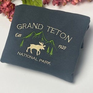 Grand Teton National Park Embroidered Crewneck-embroidered Crewneck-National Park Sweatshirt