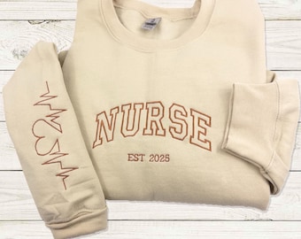 Custom Embroidered Nurse Sweatshirt - Gift for Nursing Student