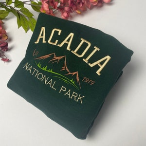 Acadia National Park Embroidered Crewneck Sweatshirt (Mountain)