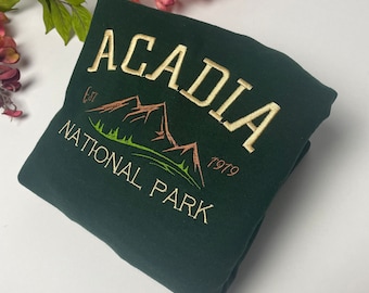 Acadia National Park Embroidered Crewneck Sweatshirt (Mountain)