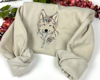 Wolf besticktes Sweatshirt - Tierliebhaber-Shirt - weitere Farben erhältlich