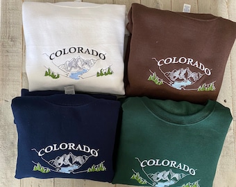Colorado Embroidered Sweatshirt: Mountain Graphic Crewneck