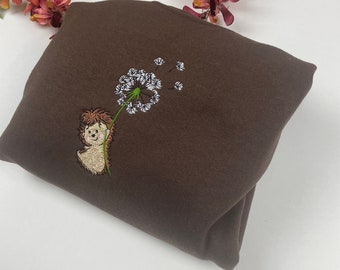 Hedgehog Embroidered Sweatshirt – Cute Graphic Top