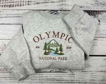 Olympic National Park , Embroidered River Mountain Tee, Snowy Peak Crewneck, Comfort Colors PNW Shirt, Nature Lover Gift(River)