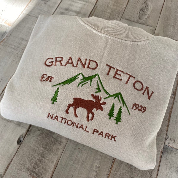 Grand Teton National Park Besticktes Crewneck-besticktes Crewneck-National Park Sweatshirt