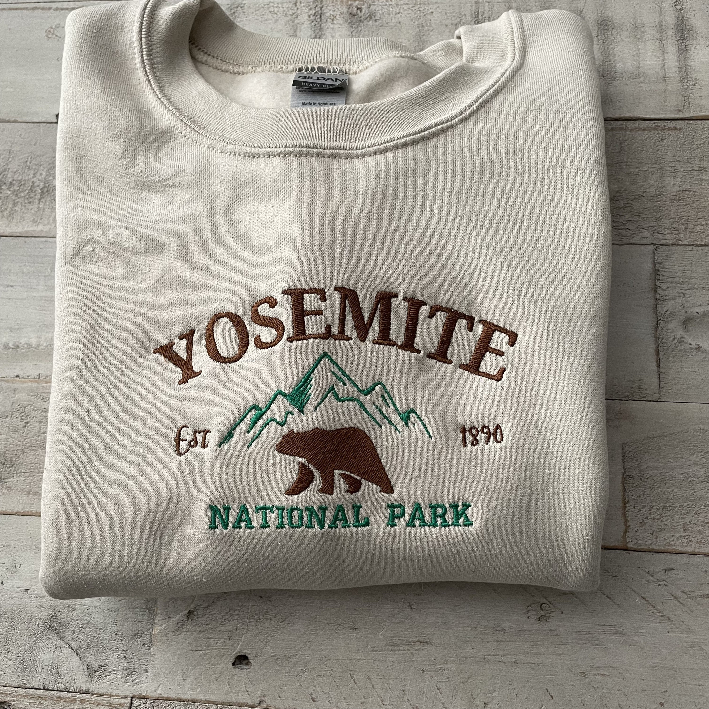 Discover Yosemite National Park Embroidered Crewneck-embroidered Crewneck-National Park Sweatshirt