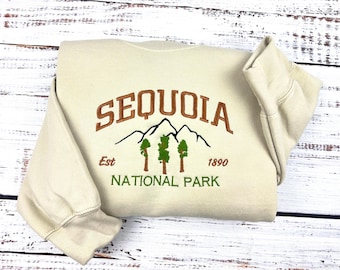 Sequoia National Park Embroidered Crewneck Sweatshirt - Red Woods