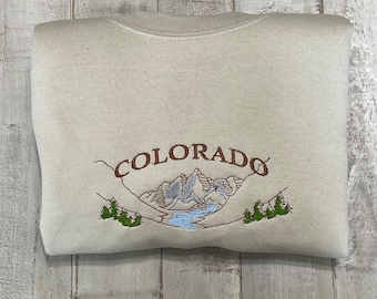 Colorado Embroidered Sweatshirt, Colorado sweatshirt, Colorado Mountain Sweatshirt