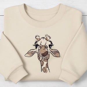Giraffe Embroidered Crewneck- Trendy Crewneck