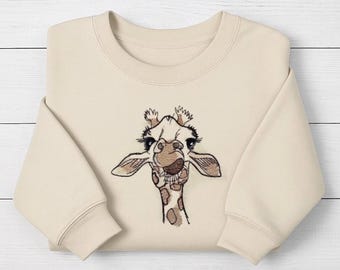 Giraffe gestickt Rundhalsausschnitt - Trendy Rundhalsausschnitt