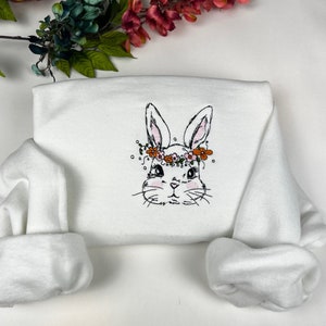 Bunny Easter Embroidered Sweatshirt- Easter Shirt- Easter Bunny Sweatshirt