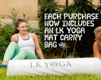 Eco-friendly Yoga Mat BUNDLE- Bag & strap included! Yoga mat with alignment lines, cushioning and non-slip grip from a small UK based brand