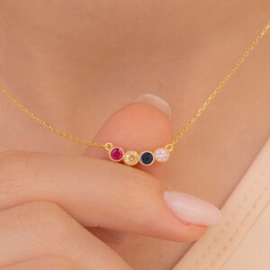 Personalize Birthstone Necklace,Family Birthstone Necklace,Gold Birthstone Necklace,Birthday Gift for Her,Necklace for Woman,Summer Necklace