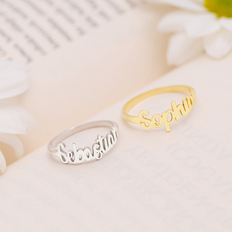 Adjustable Name Ring With Two Names ROSI Personalized Name Ring - Custom Adjustable Double Name Ring For Women, Gift For Mom & Girlfriend Personalized Gift Ring For Mom Girlfriend
