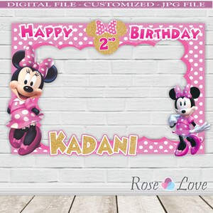 Minnie Cumpleanos Minnie Rosada Marco De Foto Fiesta Minnie Etsy