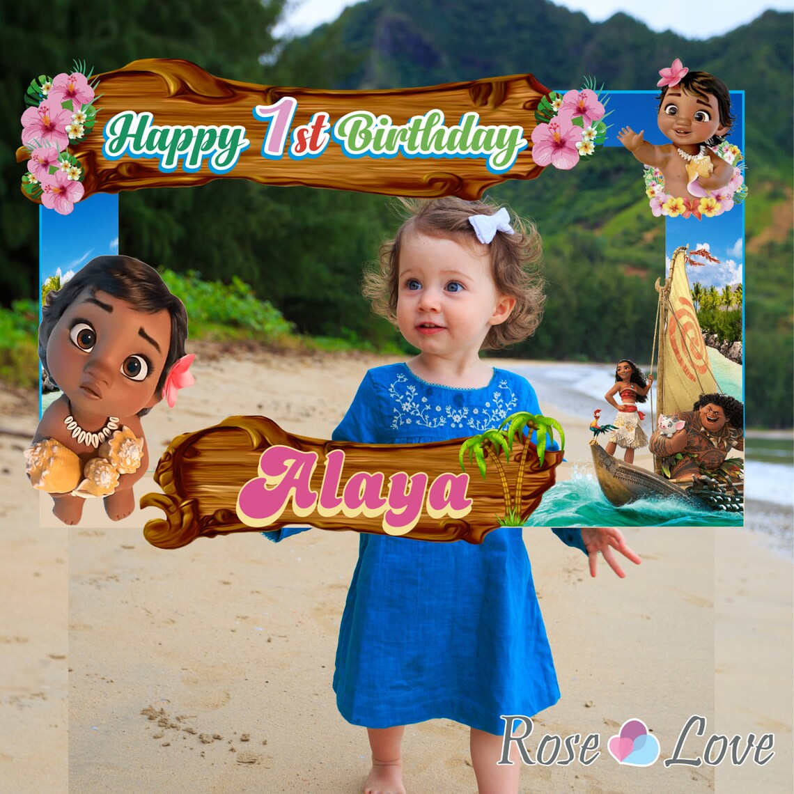 Printable Baby Moana Photo Booth Frame Baby Moana Party Etsy