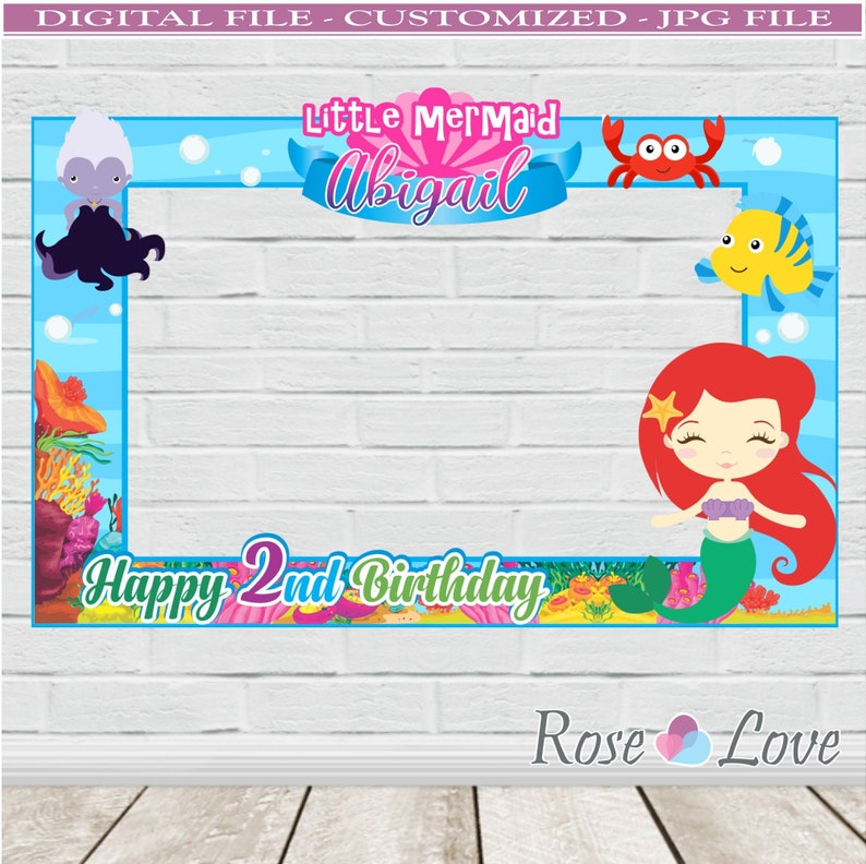 Little Mermaid Photo Booth Frame Princess Ariel Birthday Etsy