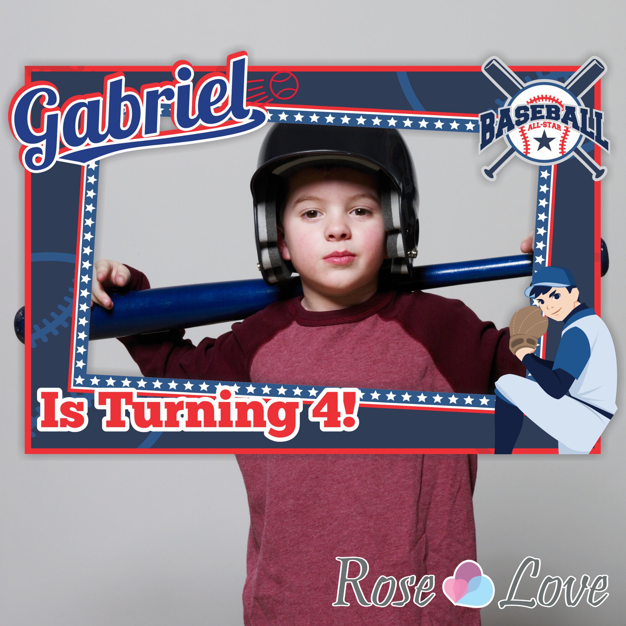 Printable Baseball Photo Booth frame Baseball Birthday Etsy