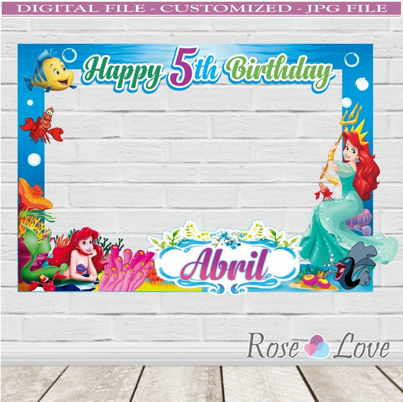Little Mermaid Photo Booth Frame Princess Ariel Birthday Etsy