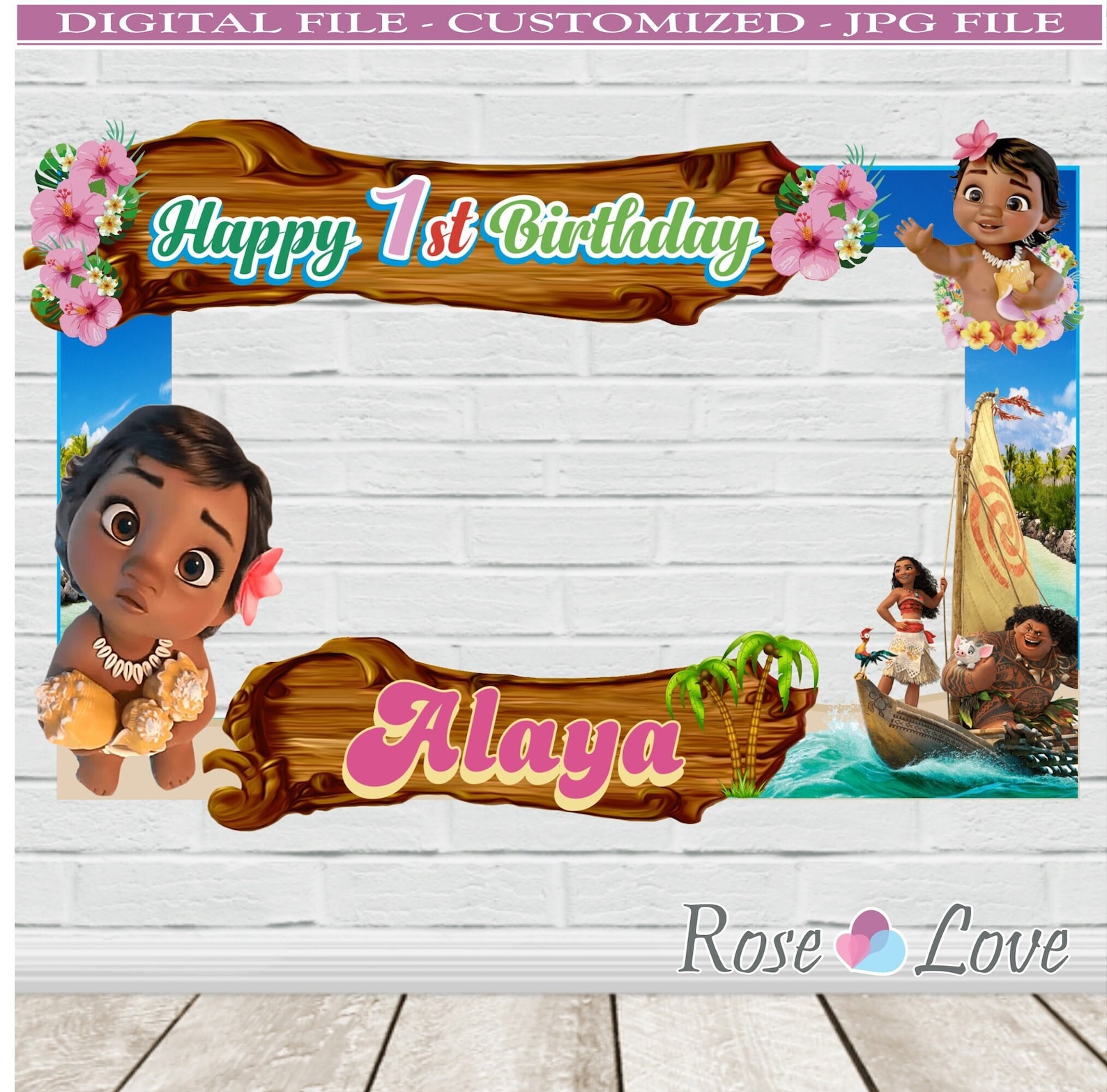 Printable Baby Moana Photo Booth Frame Baby Moana Party Etsy