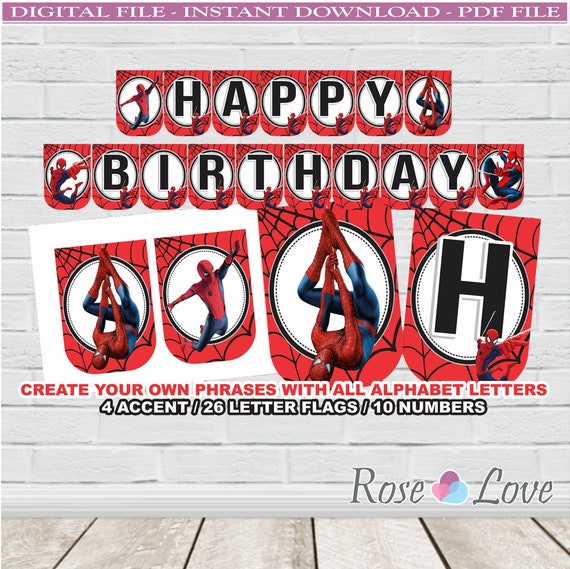 instant download spiderman banner spiderman decorations for etsy australia
